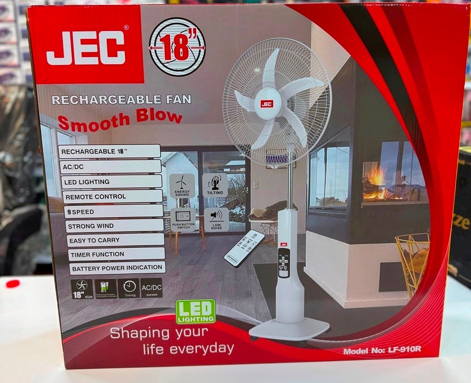 پنکه دوکاره شارژی و برق مستقیم JEC 18اینچ(ریموت دار)